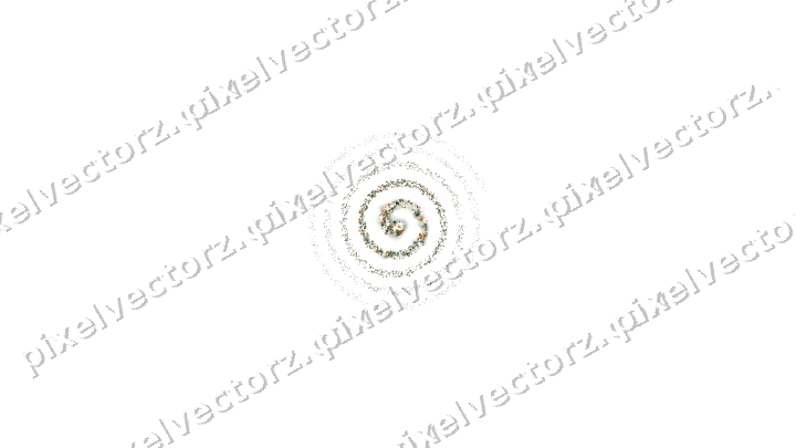 Nahtlose Glitzerspirale aus Sternen und Rauten auf transparentem Grund