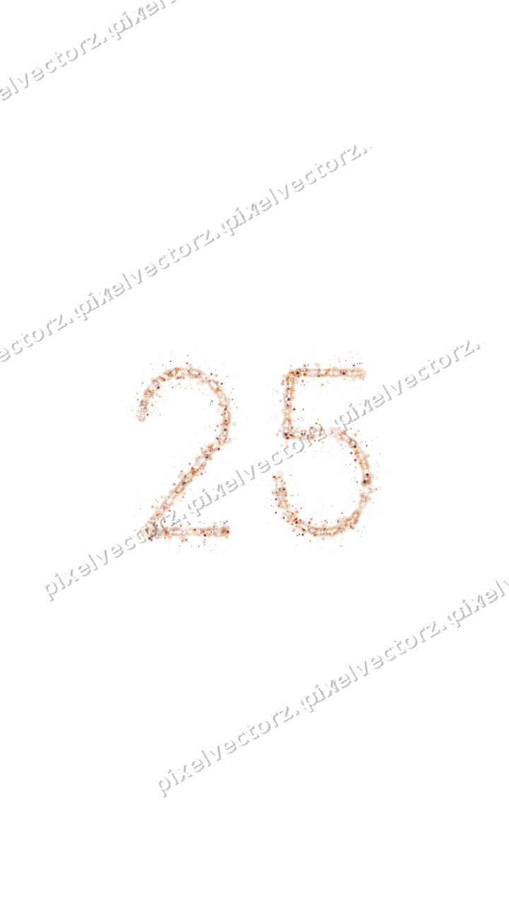 Nahtlose Glitzerzahl 25 auf transparentem Grund