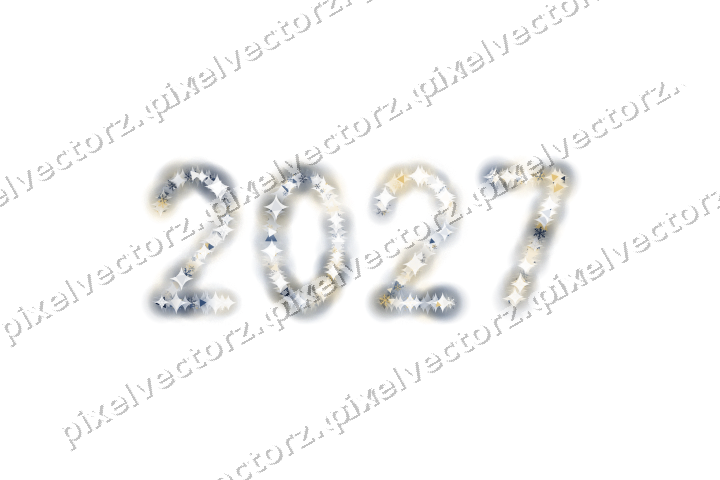 Nahtlose Glitzerzahl 2027 in Dunkelblau auf transparentem Grund