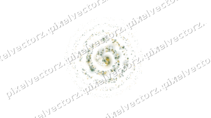 Nahtlose Glitzerspirale aus Schneeflocken auf transparentem Grund