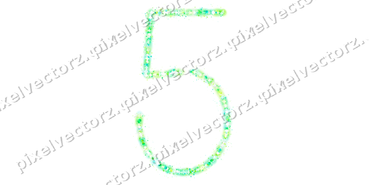 Nahtlose Glitzerzahl 5 in Grün und Limette auf transparentem Grund