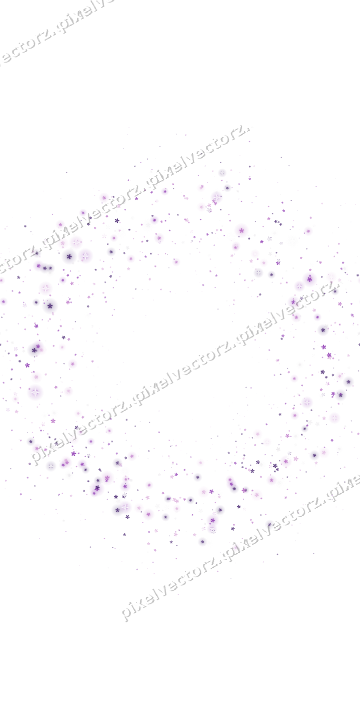 Nahtloser Glitzerkranz aus Blüten in Violett auf transparentem Grund