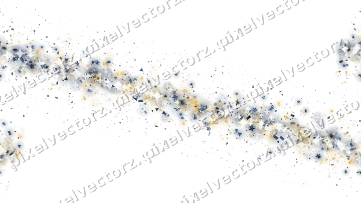 Nahtloses Glitzerband aus Blüten und Dreiecken auf transparentem Grund