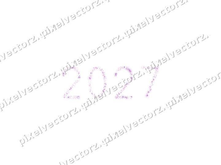 Nahtlose Glitzerzahl 2027 in Magenta auf transparentem Grund