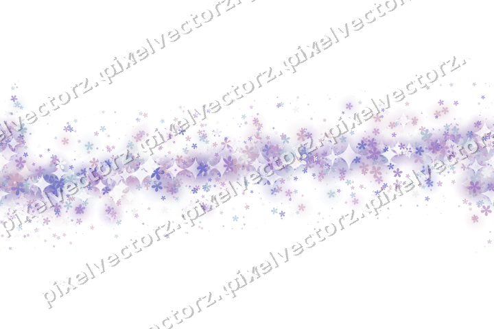 Nahtloses Glitzerband aus Blüten in Violett auf transparentem Grund