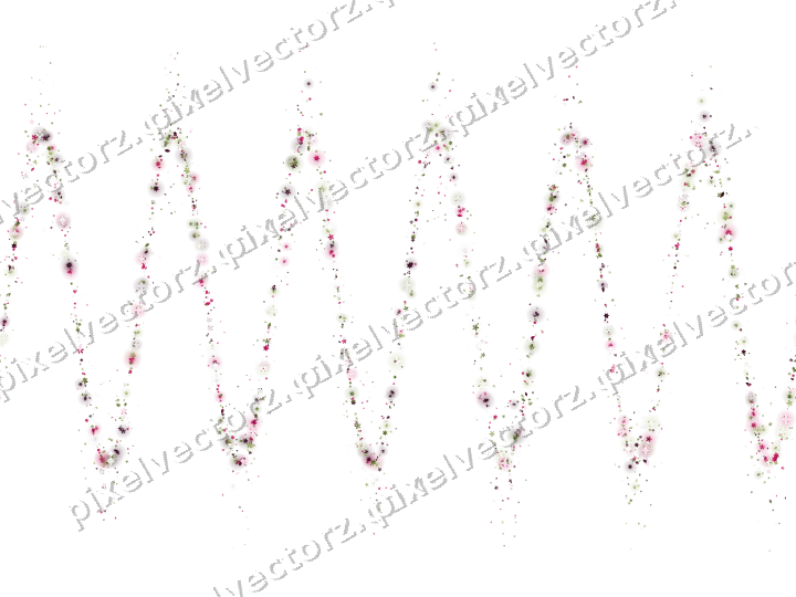 Nahtlose Glitzerwelle aus Sternen und Blüten auf transparentem Grund