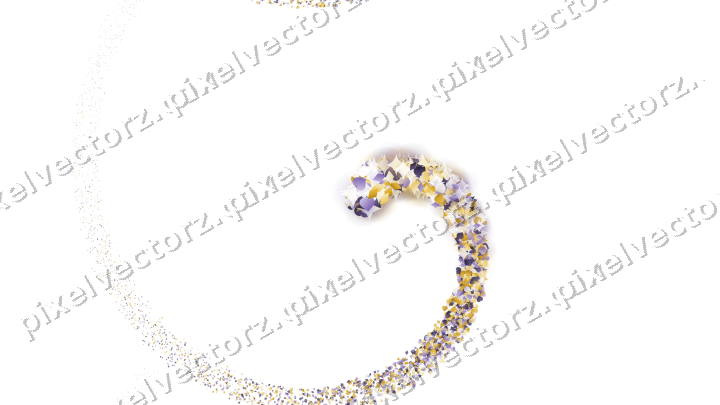 Nahtlose Glitzerspirale aus Funken und Herzen auf transparentem Grund