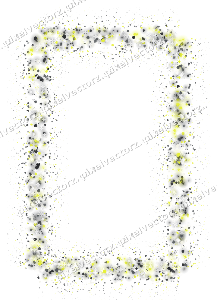 Nahtloser Glitzerrahmen aus Sternen und Herzen auf transparentem Grund