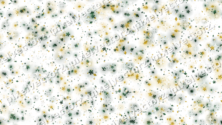 Nahtlose Glitzerstreuung aus Blüten und Rauten auf transparentem Grund