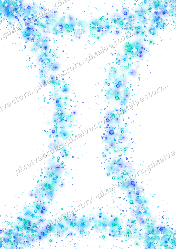 Nahtloser Glitzerkranz aus Sternen und Blüten auf transparentem Grund