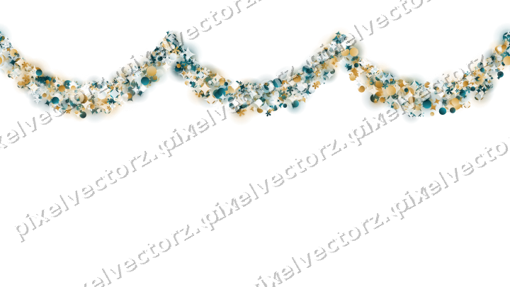 Nahtlose Glitzergirlande aus Funken und Blüten auf transparentem Grund