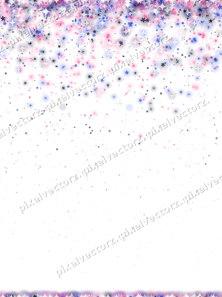 Nahtloser Glitzerregen aus Sternen und Blüten auf transparentem Grund