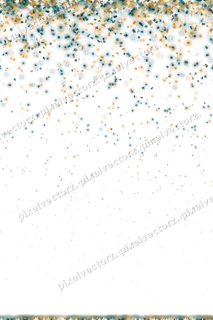 Nahtloser Glitzerregen aus Blüten und Rauten auf transparentem Grund