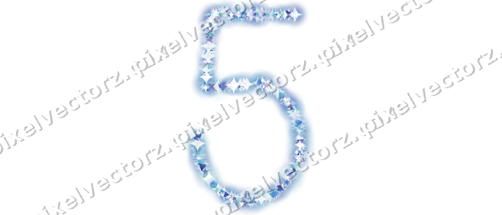 Nahtlose Glitzerzahl 5 in Blau und Türkis auf transparentem Grund