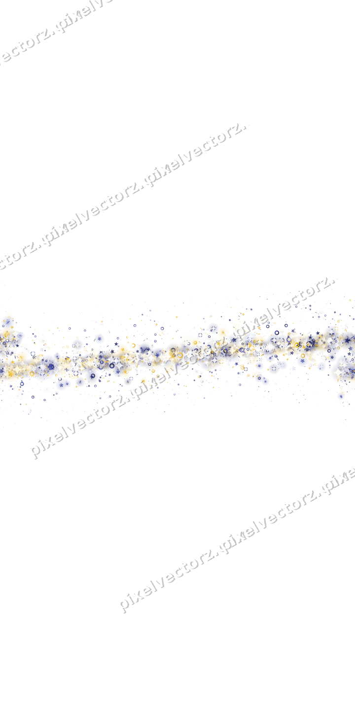 Nahtloses Glitzerband aus Sternen und Blüten auf transparentem Grund