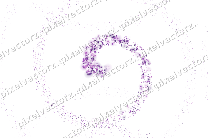 Nahtlose Glitzerspirale aus Sternen und Blüten auf transparentem Grund