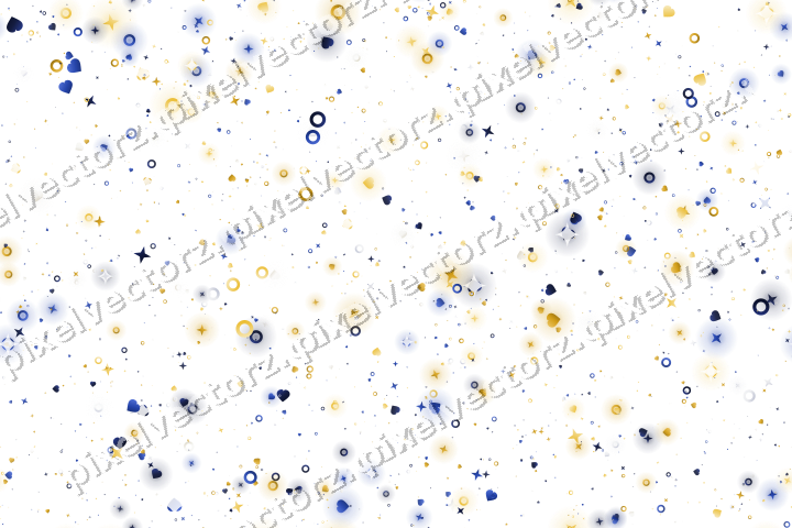 Nahtlose Glitzerstreuung in Bernstein und Blau auf transparentem Grund