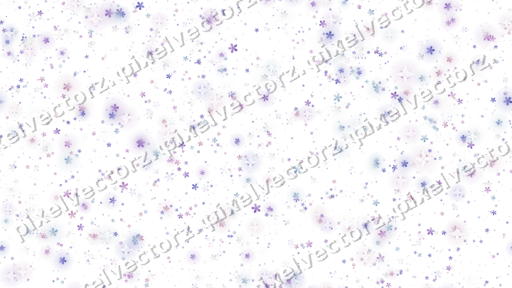 Nahtlose Glitzerstreuung aus Blüten in Violett auf transparentem Grund