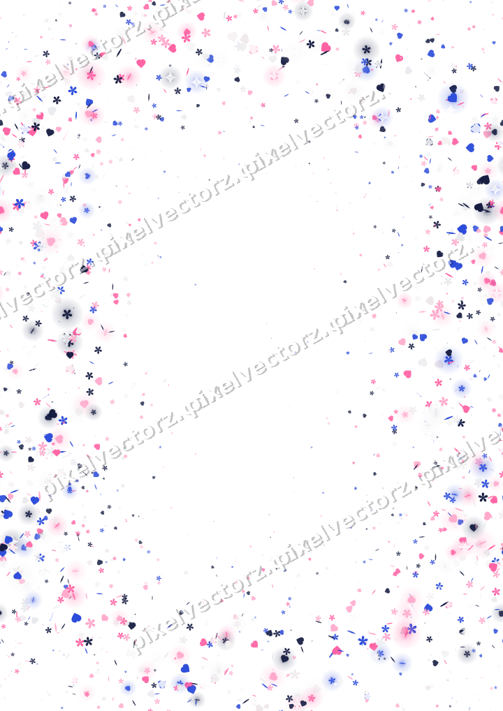 Nahtloser Glitzerkranz aus Herzen und Blüten auf transparentem Grund
