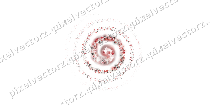 Nahtlose Glitzerspirale aus Funken und Herzen auf transparentem Grund
