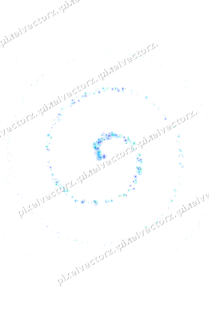 Nahtlose Glitzerspirale aus Sternen in Türkis auf transparentem Grund