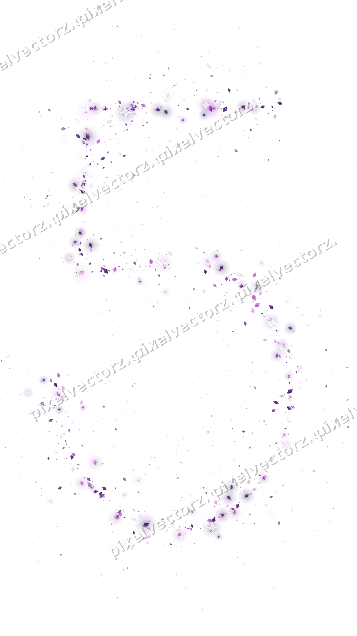 Nahtlose Glitzerzahl 5 aus Rauten in Violett auf transparentem Grund