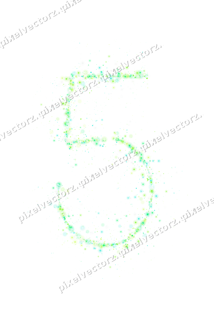 Nahtlose Glitzerzahl 5 in Grün und Limette auf transparentem Grund