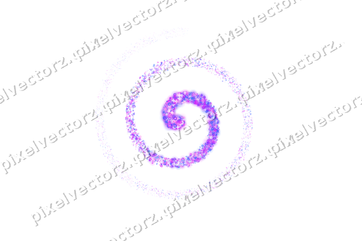 Nahtlose Glitzerspirale aus Sternen und Ringen auf transparentem Grund