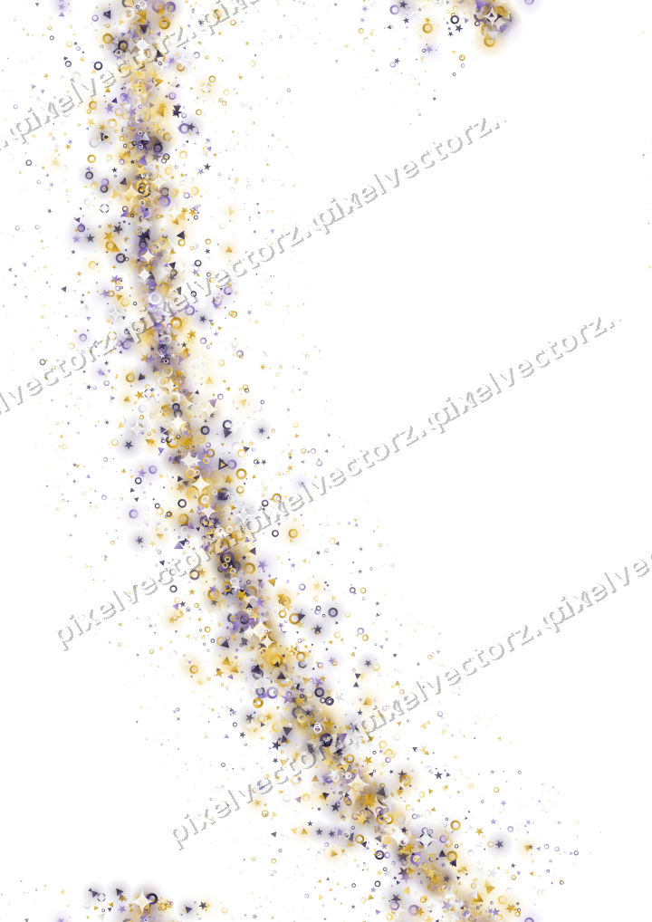 Nahtloser Glitzerbogen aus Sternen und Ringen auf transparentem Grund