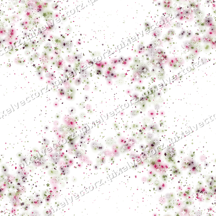 Nahtloser Glitzerkranz aus Sternen und Blüten auf transparentem Grund