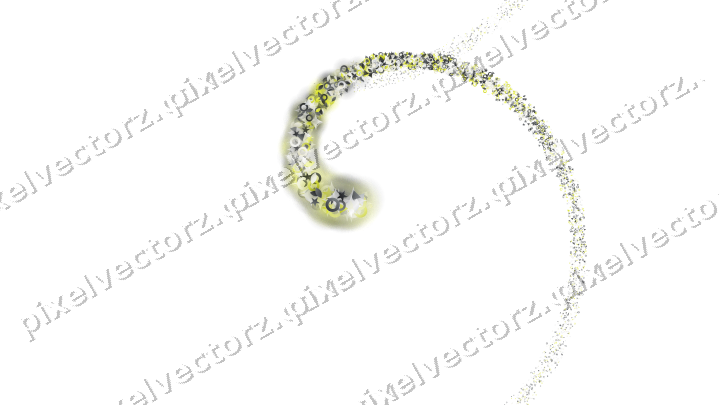 Nahtlose Glitzerspirale in Gelb und Grau auf transparentem Grund