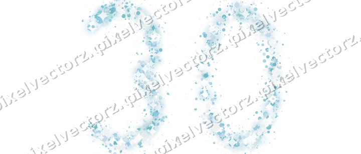 Nahtlose Glitzerzahl 30 in Türkis auf transparentem Grund