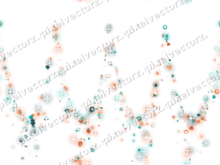 Nahtlose Glitzergirlande in Orange und Petrol auf transparentem Grund