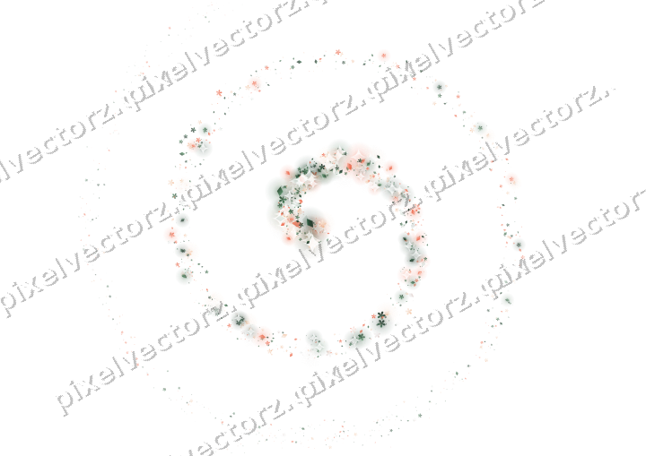 Nahtlose Glitzerspirale aus Blüten und Rauten auf transparentem Grund