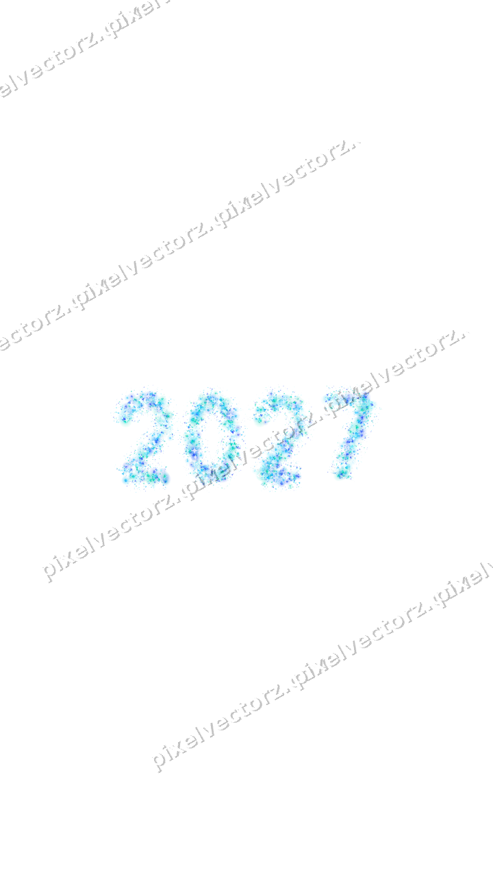 Nahtlose Glitzerzahl 2027 aus Sektschalen auf transparentem Grund