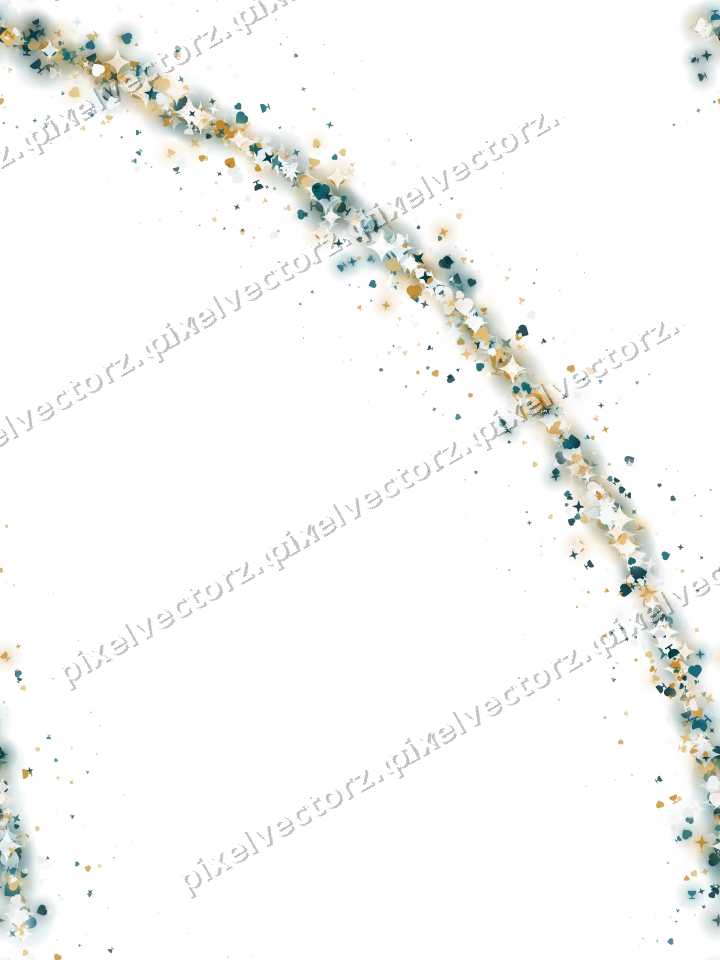 Nahtloser Glitzerbogen aus Sternen und Herzen auf transparentem Grund