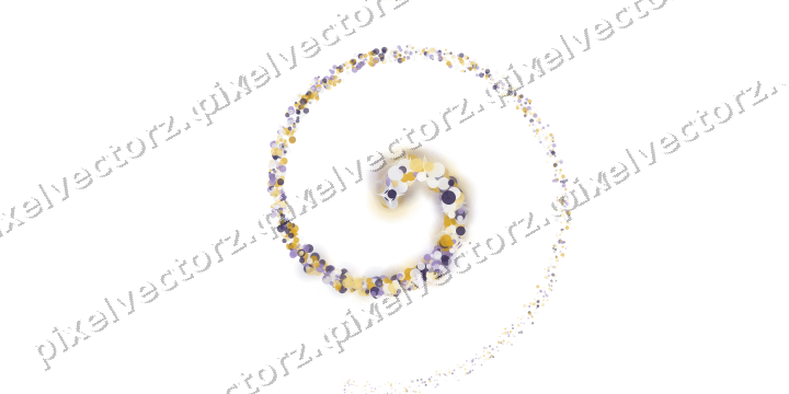 Nahtlose Glitzerspirale aus Punkten auf transparentem Grund