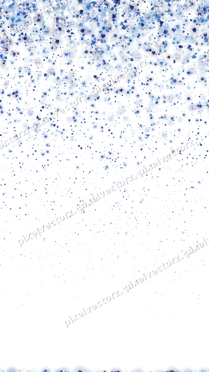 Nahtloser Glitzerregen aus Herzen in Blau auf transparentem Grund