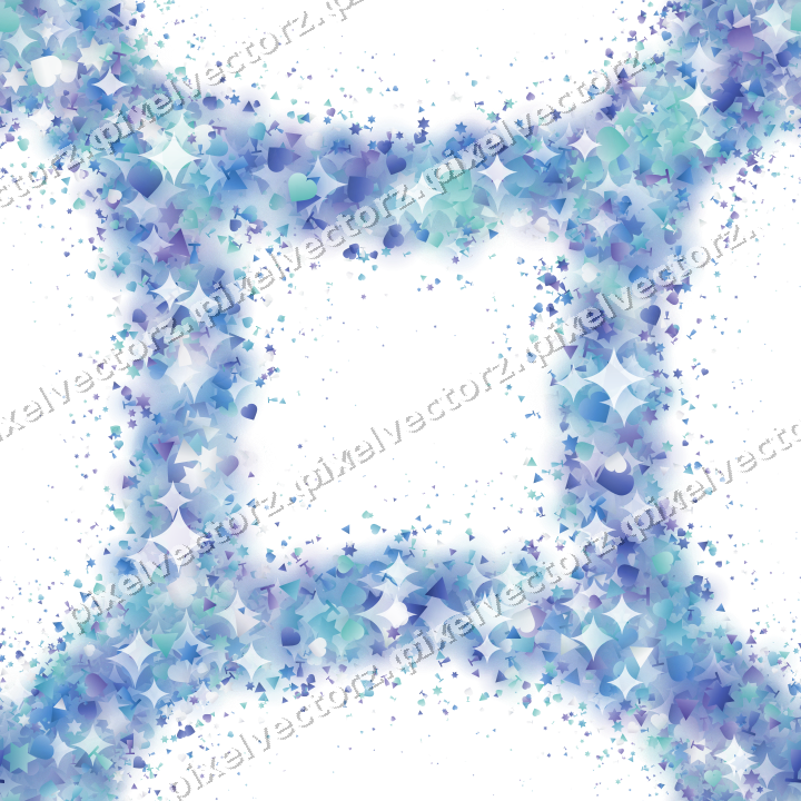 Nahtloser Glitzerkranz aus Sternen und Herzen auf transparentem Grund