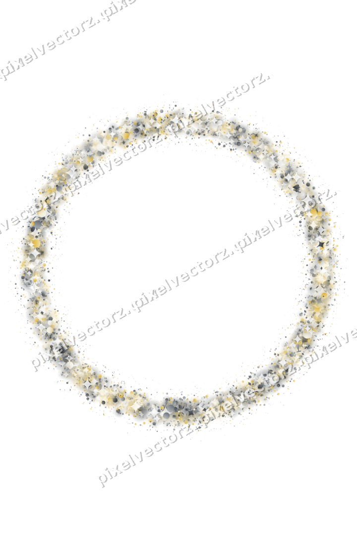 Nahtloser Glitzerkranz in Bernstein und Grau auf transparentem Grund