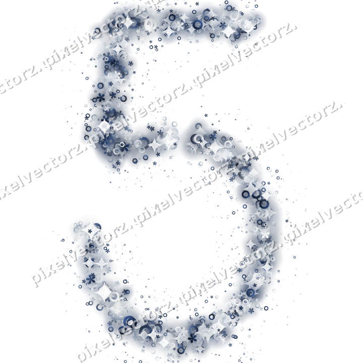 Nahtlose Glitzerzahl 5 aus Blüten und Ringen auf transparentem Grund