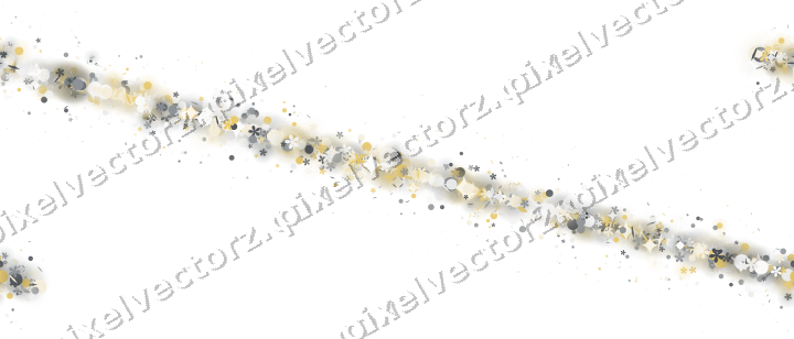 Nahtloses Glitzerband aus Blüten und Punkten auf transparentem Grund