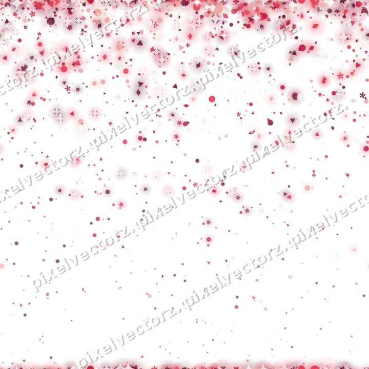 Nahtloser Glitzerregen aus Blüten und Punkten auf transparentem Grund