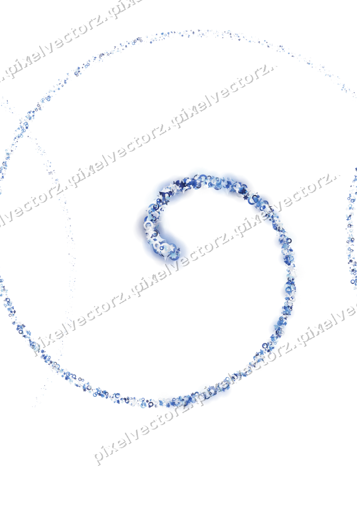 Nahtlose Glitzerspirale in Blau und Türkis auf transparentem Grund