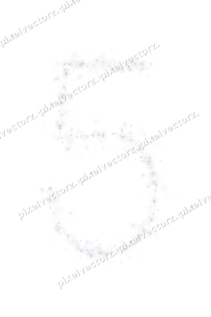 Nahtlose Glitzerzahl 5 aus Sternen und Blüten auf transparentem Grund