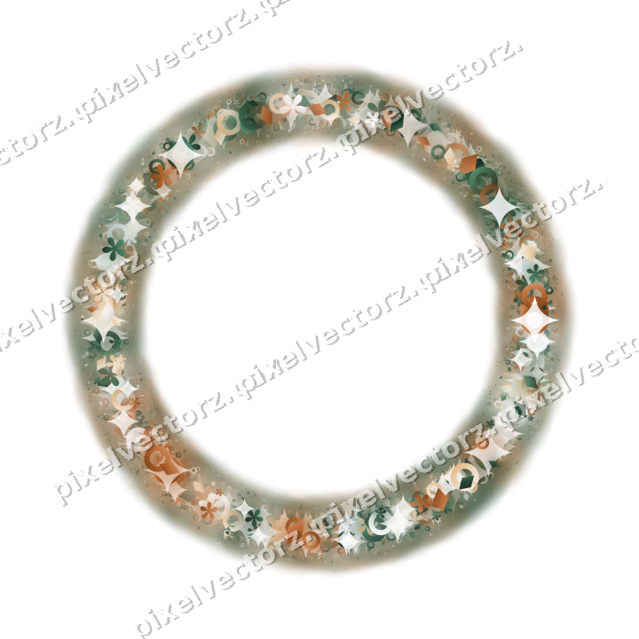 Nahtloser Glitzerkranz aus Blüten und Ringen auf transparentem Grund