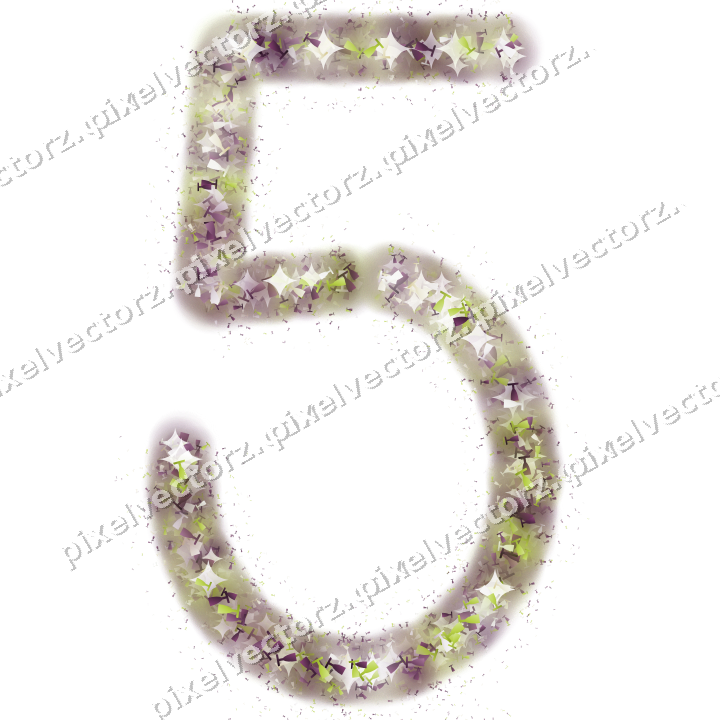 Nahtlose Glitzerzahl 5 aus Sektgläsern auf transparentem Grund