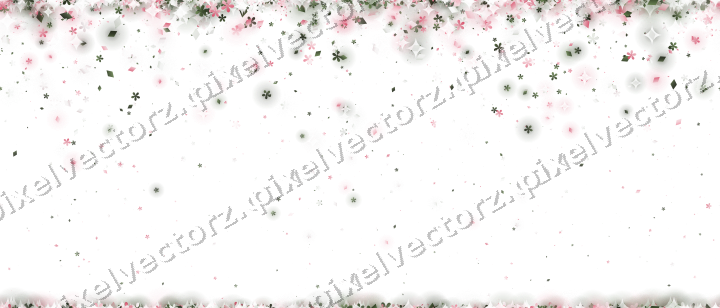 Nahtloser Glitzerregen aus Blüten und Rauten auf transparentem Grund