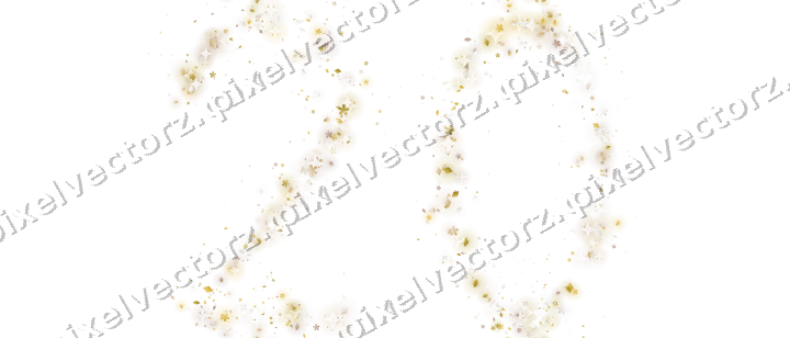 Nahtlose Glitzerzahl 20 aus Blüten und Tropfen auf transparentem Grund