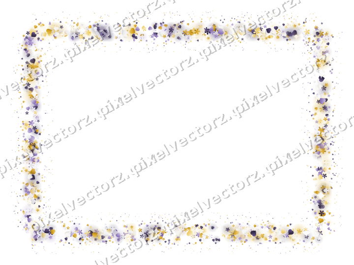 Nahtloser Glitzerrahmen aus Herzen und Blüten auf transparentem Grund